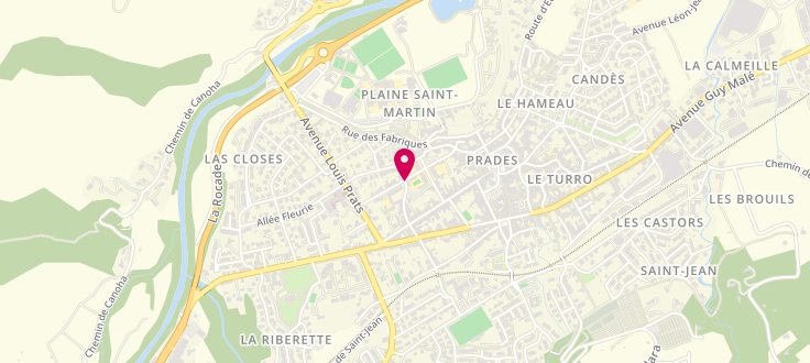 Plan de Centre de PMI de Prades, Maison Sociale de Proximité de Conflent<br />
32 Avenue Pasteur, 66500 Prades
