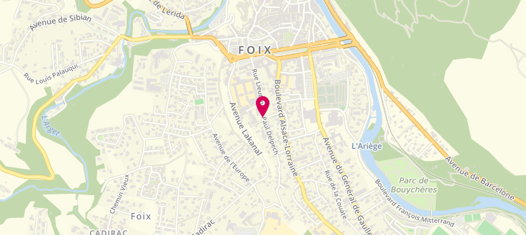 Plan de Centre de PMI de Foix - Ciconscription Centre, 9 Rue du Lieutenant-Paul-Delpech, 09000 Foix