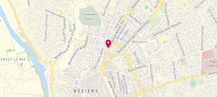 Plan de Agence départementale de la solidarité de Béziers - Paul Riquet - Coeur de ville, 2 Avenue Albert-1er, 34500 Béziers