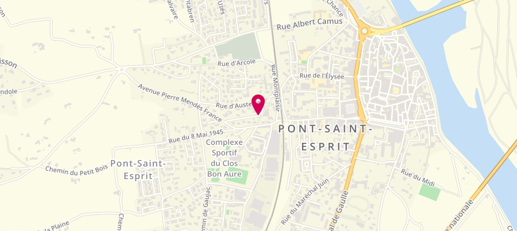 Plan de Centre médico-social de Pont-Saint-Esprit, 165 impasse de Pierrelatte, 30130 Pont-Saint-Esprit