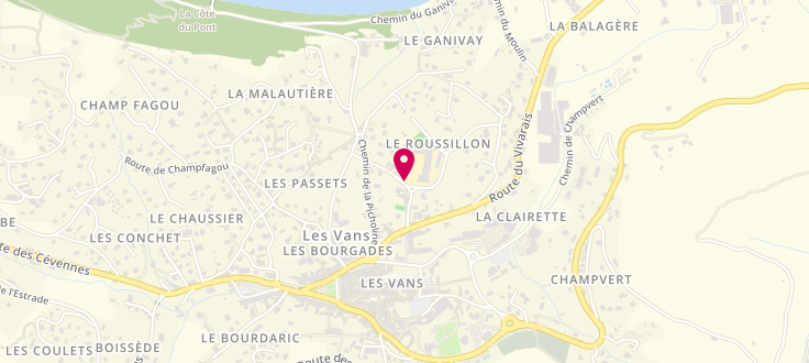 Plan de Centre médico-social de Les Vans, 12 Avenue des Droits-De-l'Homme, 07140 Les Vans