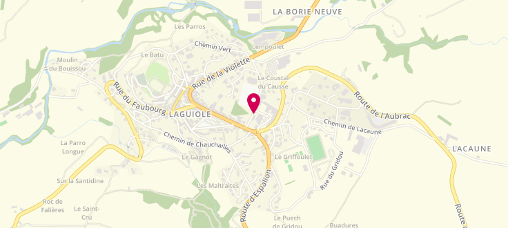 Plan de Point d'accueil PMI de Laguiole, Antenne du CMS<br />
4 route de Lavernhe, 12210 Laguiole