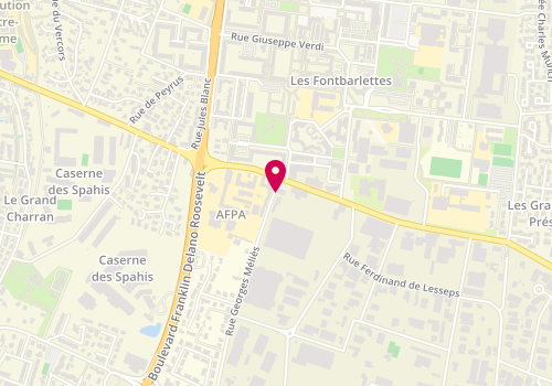 Plan de Centre médico-social de Valence - Méliès, 9 Rue Georges-Méliès<br />
Quartier Fontbarlettes, 26000 Valence