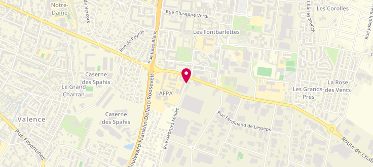 Plan de Centre médico-social de Valence - Méliès, 9 Rue Georges-Méliès<br />
Quartier Fontbarlettes, 26000 Valence
