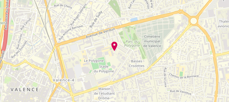 Plan de Centre médico-social de Valence - Polygone, 11 Rue Maryse-Bastié, 26000 Valence