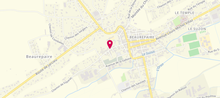 Plan de Maison de Territoire de Bièvre Valloire, Centre médico-social<br />
Rue de la Guillotière, 38270 Beaurepaire
