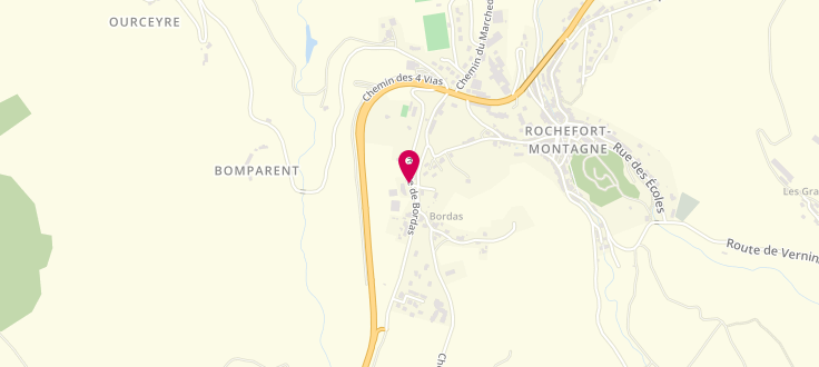 Plan de Antenne médico-sociale de Rochefort-Montagne, Maison des Solidarités<br />
12 Route de Bordas, 63210 Rochefort-Montagne