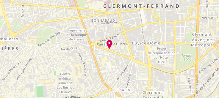 Plan de Antenne médico-sociale de Clermont Ferrand - Amadéo, Résidence Amadéo<br />
30 boulevard Berthelot, 63000 Clermont-Ferrand
