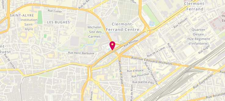 Plan de Antenne médico-sociale de Clermont Ferrand - Delille, Centre Georges Couthon<br />
23 place Delille, 63000 Clermont-Ferrand
