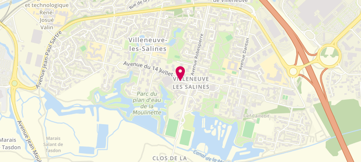 Plan de Point d'accueil PMI de La Rochelle - Villeneuve-les-Salines, 32 rue du 14 juillet, 17000 La Rochelle