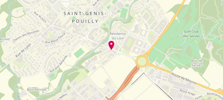 Plan de Centre Départemental Solidarité de Saint Genis Pouilly, Centre Départemental de la Solidarité (Cds) de Ferney-Voltaire<br />
62 Rue de Genève, 01630 Saint-Genis-Pouilly