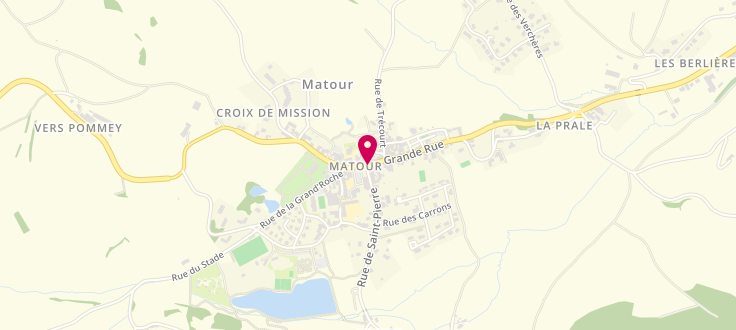 Plan de Point d’accueil PMI de Matour, Halte Garderie Coccinelle<br />
Maison des Associations, 71520 Matour