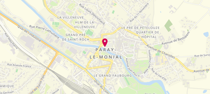 Plan de Centre de PMI de Paray-Le-Monial, Maison Départementale des Solidarités<br />
2 Rue de la Poste, 71600 Paray-le-Monial