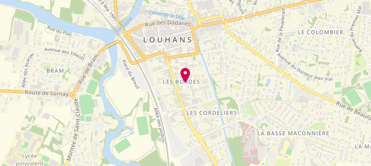 Plan de Centre de PMI de Louhans, Maison Départementale des Solidarités<br />
23 Bis Rue des Bordes, 71502 Louhans