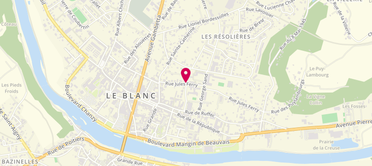 Plan de Point d'accueil PMI de Le Blanc, 1 Rue Jean-Giraudoux, 36300 Le Blanc