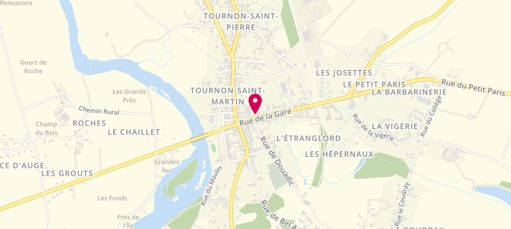 Plan de France services la Poste de Tournon-Saint-Martin, 4 Place de l'église, 36220 Tournon-Saint-Martin