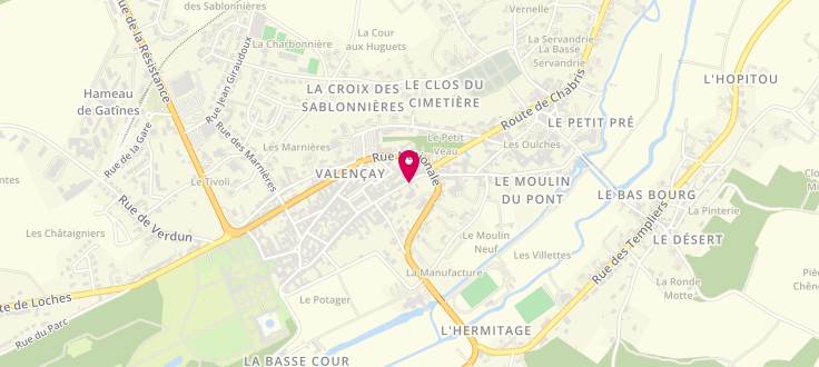 Plan de Point d'accueil PMI de Valençay, 10, Rue Talleyrand, 36600 Valençay
