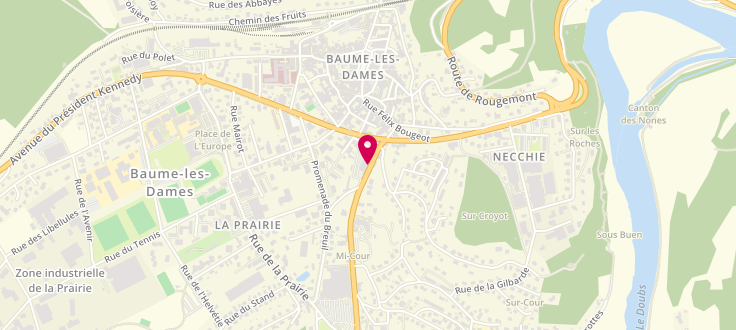 Plan de Centre médico-social de Baume-les-Dames, 2 Rue des Frères-Grenier, 25110 Baume-les-Dames
