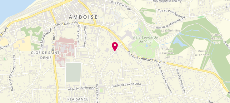 Plan de Maison départementale de la solidarité d'Amboise - Touraine Nord Est, Maison Départementale de la Solidarité<br />
9 Rue Grégoire-De-Tours, 37400 Amboise