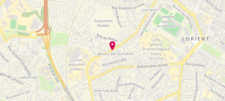 Plan de Centre Médico-Social de Lorient - Bailly de Suffren, Résidence Bailly de Suffren<br />
Rdc/3ème/4ème Étages<br />
23, Rue des Peupliers, 56100 Lorient