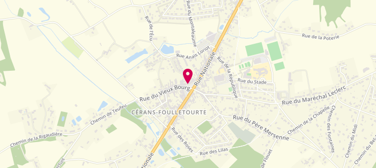 Plan de Point d’accueil PMI de Cérans-Foulletourte, Mairie<br />
1 Place Pierre Belon, 72330 Cérans-Foulletourte