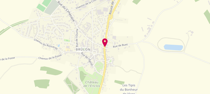 Plan de Point d’accueil PMI de Brûlon, Maison médicale<br />
4 rue Pré Nuit, 72350 Brûlon