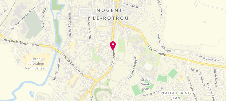 Plan de Centre de PMI de Nogent-le-Rotrou, 58 Rue Gouverneur, 28409 Nogent-le-Rotrou