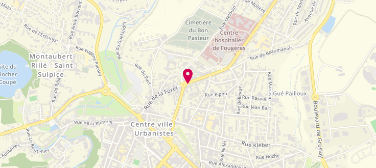 Plan de Centre Départemental d'Action Sociale de Fougères, 88 Rue de la Forêt<br />
Centre Départemental d'Action Sociale du Pays de Fougères, 35300 Fougères
