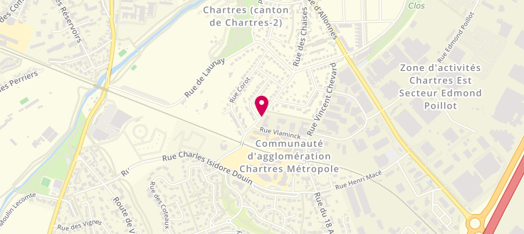 Plan de Point d’accueil PMI de Chartres - Beaulieu - C1, Circonscription d'Action Sociale et Médico-Sociale de Chartes 1<br />
49 Rue des Chaises, 28000 Chartres