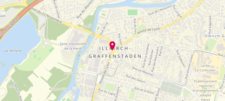 Plan de Centre médico-social d'Illkirch-Graffenstaden - Quatre vents, 136 Route de Lyon, 67400 Illkirch-Graffenstaden