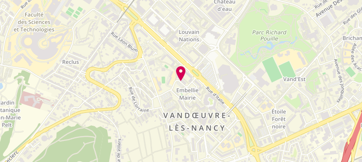 Plan de Centre PMI de Vandœuvre-lès-Nancy - Lorraine, 6 Rue Lisbonne<br />
Bâtiment Les Grives, 54500 Vandœuvre-lès-Nancy