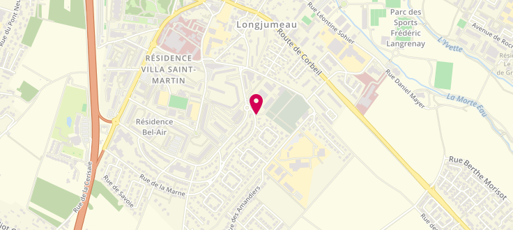 Plan de Centre de Protection Maternelle et Infantile de Longjumeau, Centre Social<br />
142 Rue Pierre et Marie Curie, 91160 Longjumeau