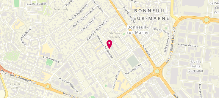 Plan de Centre de PMI de Bonneuil-sur-Marne - Allende, 16, mail Salvador Allende, 94380 Bonneuil-sur-Marne