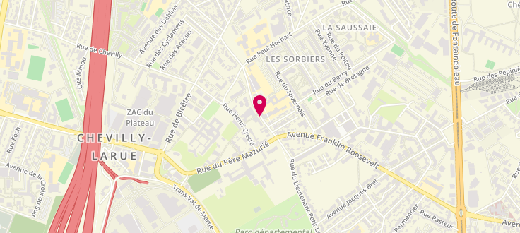 Plan de Centre de PMI de Chevilly-Larue, 15 rue de l’Adjudant-Chef Déricbourg, 94550 Chevilly-Larue