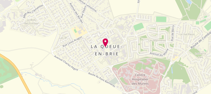 Plan de Centre de PMI de La Queue-en-Brie, Place du 18 Juin 1940<br />
Rez de Jardin de L’Hôtel de Ville, 94510 La Queue-en-Brie