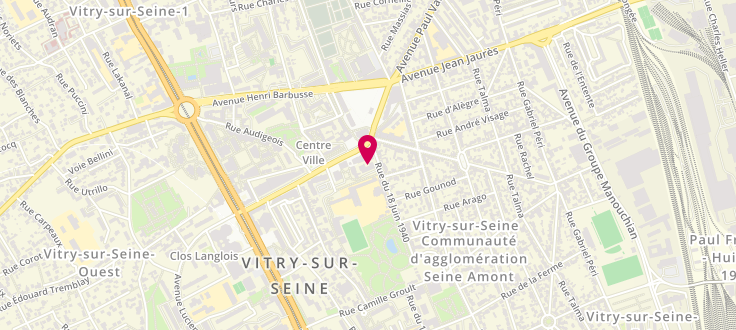 Plan de Centre de PMI de la Galerie de Viitry sur Seine, 1 Square de la Galerie, 94400 Vitry-sur-Seine