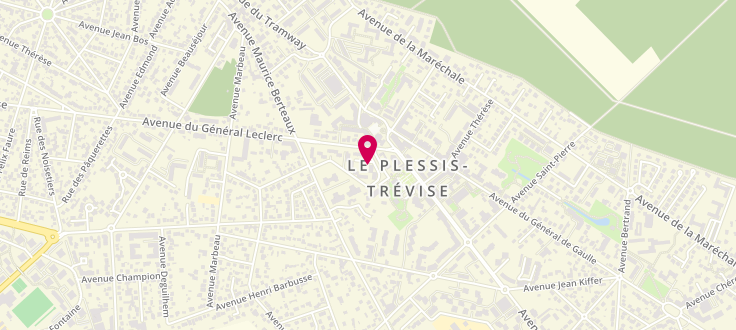 Plan de Centre de PMI de Le Plessis Trévise, 14 Résidence des Chênes<br />
Avenue du Général-Leclerc, 94420 Le Plessis-Trévise
