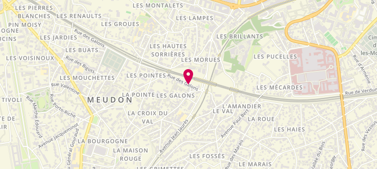 Plan de Centre de PMI de Meudon, 3 Rue des Galons, 92190 Meudon