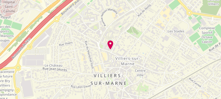 Plan de Centre de PMI de Villiers sur Marne, 9 Rue Adrien-Mentienne<br />
Centre Municipal de Soins, 94350 Villiers-sur-Marne