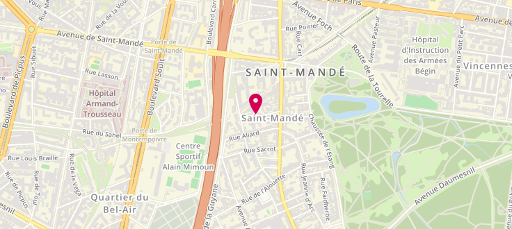 Plan de Centre de PMI de Saint-Mandé, 16 Rue de Berulle, 94160 Saint-Mandé