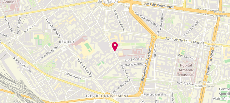 Plan de Centre de PMI de Paris - 12ème Arrondissement - Picpus, 43 Rue de Picpus, 75012 Paris