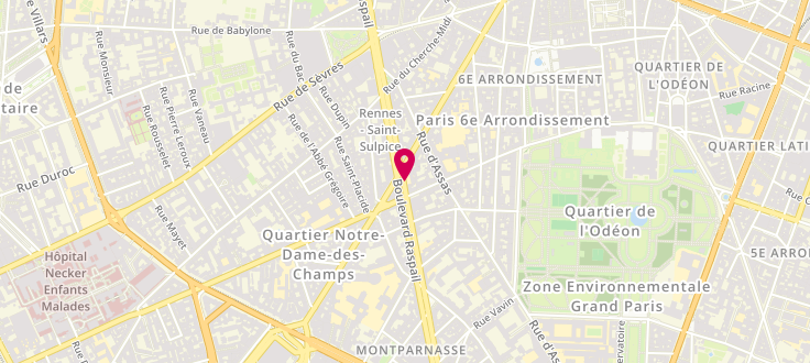 Plan de Centre de PMI de Paris - 6ème arrondissement - Raspail, 85 Boulevard Raspail, 75006 Paris