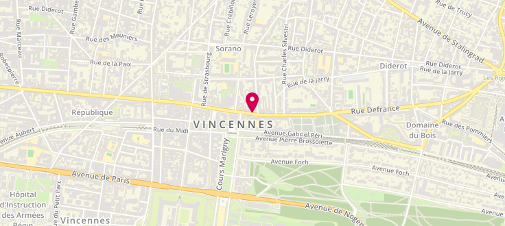 Plan de Centre de PMI de Vincennes, 70, rue de Fontenay, 94300 Vincennes