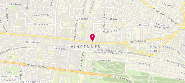 Plan de Centre de PMI de Vincennes, 70 Rue de Fontenay, 94300 Vincennes