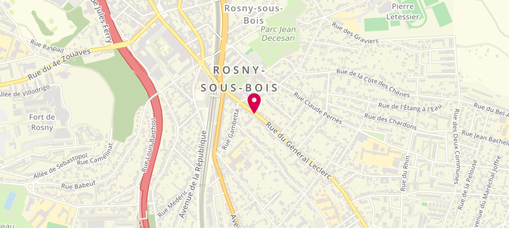 Plan de Centre de PMI de Rosny sous Bois - Leclerc, 36 Rue du Général-Leclerc, 93110 Rosny-sous-Bois
