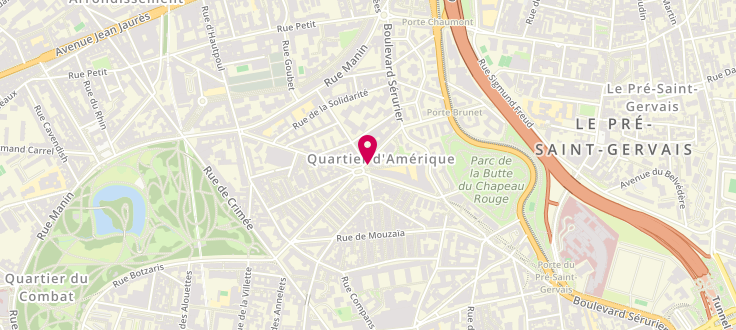 Plan de Centre de PMI de Paris - 19ème Arrondissement - Solidarité, 7 Place Rhin-Et-Danube, 75019 Paris