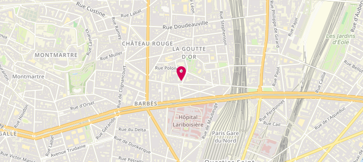 Plan de Centre de PMI de Paris - 18ème Arrondissement - Cavé, Pôle Santé de la Goutte-d'Or<br />
16-18 Rue Cavé, 75018 Paris