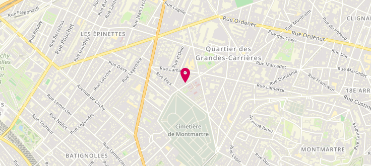 Plan de Centre de PMI de Paris - 18ème Arrondissement - Carpeaux, 5-7 Rue Carpeaux, 75018 Paris