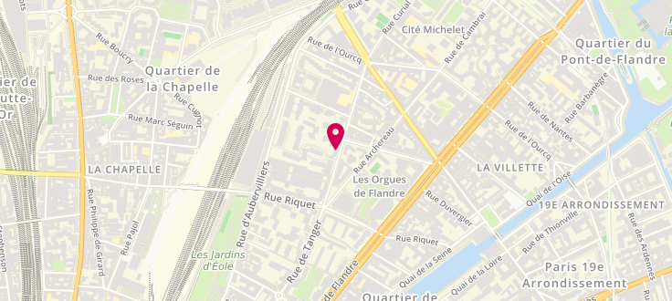 Plan de Centre de PMI de Paris - 19e Arrondissement - Curial, 11 Bis Rue Curial, 75019 Paris