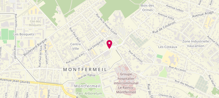 Plan de Centre de PMI de Montfermeil - Barbusse, 64 Rue Henri-Barbusse, 93370 Montfermeil